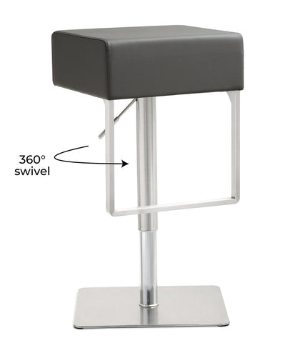 Seville Grey Performance Vegan Leather and Stainless Steel Adjustable Barstool Model: TOV-K3632