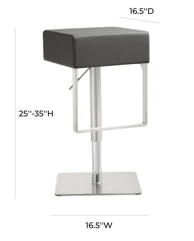 Seville Grey Performance Vegan Leather and Stainless Steel Adjustable Barstool Model: TOV-K3632