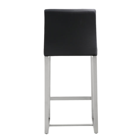 Denmark Black Performance Vegan Leather and Stainless Steel Counter Stool - Set of 2 Model: TOV-K3633