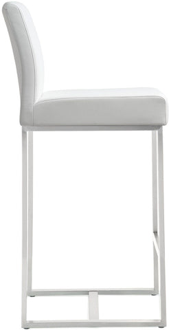 Denmark White Performance Vegan Leather and Stainless Steel Counter Stool - Set of 2 Model: TOV-K3634