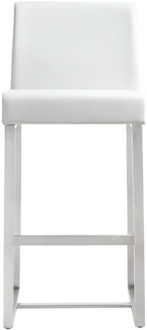 Denmark White Performance Vegan Leather and Stainless Steel Counter Stool - Set of 2 Model: TOV-K3634