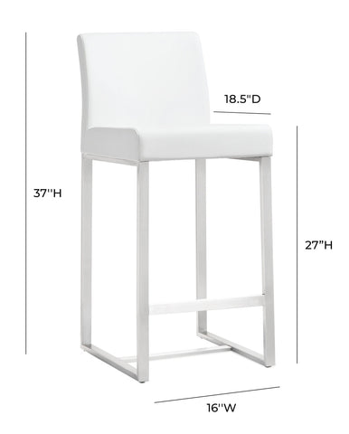 Denmark White Performance Vegan Leather and Stainless Steel Counter Stool - Set of 2 Model: TOV-K3634