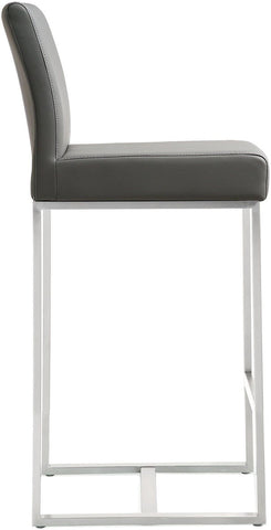 Denmark Grey Performance Vegan Leather and Stainless Steel Counter Stool - Set of 2 Model: TOV-K3635