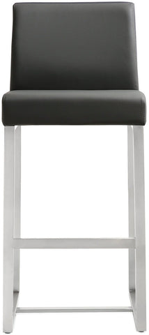 Denmark Grey Performance Vegan Leather and Stainless Steel Counter Stool - Set of 2 Model: TOV-K3635