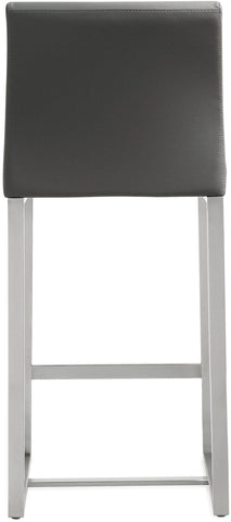 Denmark Grey Performance Vegan Leather and Stainless Steel Counter Stool - Set of 2 Model: TOV-K3635