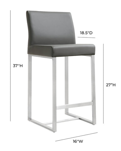 Denmark Grey Performance Vegan Leather and Stainless Steel Counter Stool - Set of 2 Model: TOV-K3635