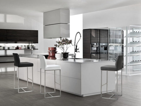 Denmark Black Performance Vegan Leather and Stainless Steel Barstool - Set of 2 Model: TOV-K3636