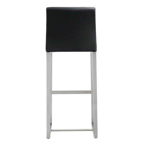 Denmark Black Performance Vegan Leather and Stainless Steel Barstool - Set of 2 Model: TOV-K3636