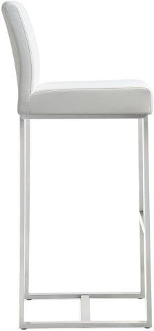 Denmark White Performance Vegan Leather and Stainless Steel Barstool - Set of 2 Model: TOV-K3637