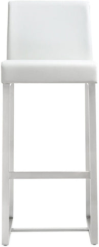 Denmark White Performance Vegan Leather and Stainless Steel Barstool - Set of 2 Model: TOV-K3637