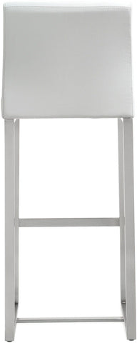 Denmark White Performance Vegan Leather and Stainless Steel Barstool - Set of 2 Model: TOV-K3637