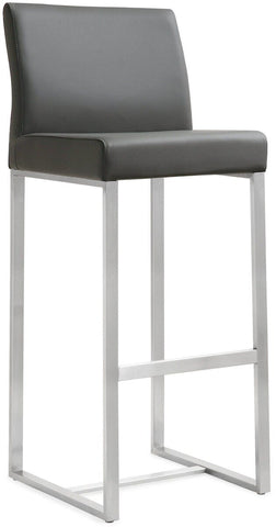 Denmark Grey Performance Vegan Leather and Stainless Steel Barstool - Set of 2 Model: TOV-K3638