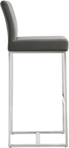 Denmark Grey Performance Vegan Leather and Stainless Steel Barstool - Set of 2 Model: TOV-K3638
