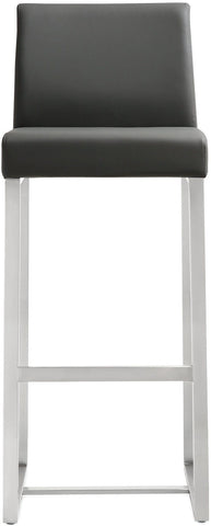 Denmark Grey Performance Vegan Leather and Stainless Steel Barstool - Set of 2 Model: TOV-K3638