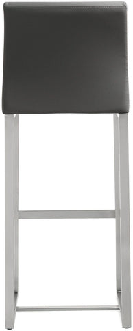 Denmark Grey Performance Vegan Leather and Stainless Steel Barstool - Set of 2 Model: TOV-K3638