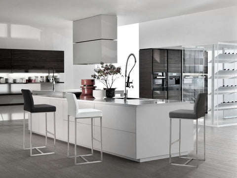 Denmark Grey Performance Vegan Leather and Stainless Steel Barstool - Set of 2 Model: TOV-K3638