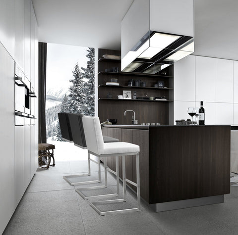 Helsinki White Performance Vegan Leather and Stainless Steel Counter Stool - Set of 2 Model: TOV-K3640