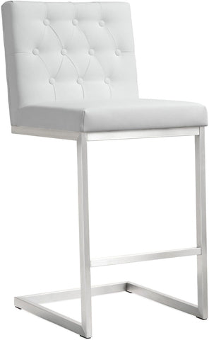 Helsinki White Performance Vegan Leather and Stainless Steel Counter Stool - Set of 2 Model: TOV-K3640