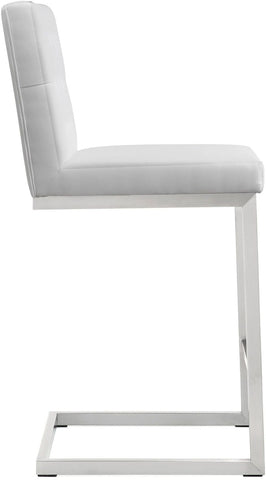 Helsinki White Performance Vegan Leather and Stainless Steel Counter Stool - Set of 2 Model: TOV-K3640