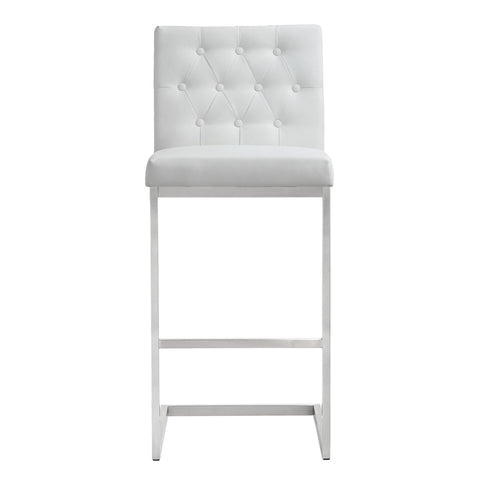 Helsinki White Performance Vegan Leather and Stainless Steel Barstool - Set of 2 Model: TOV-K3643