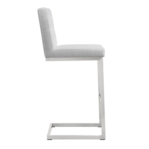 Helsinki White Performance Vegan Leather and Stainless Steel Barstool - Set of 2 Model: TOV-K3643