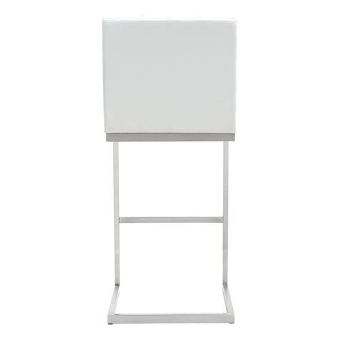 Helsinki White Performance Vegan Leather and Stainless Steel Barstool - Set of 2 Model: TOV-K3643
