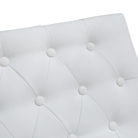 Helsinki White Performance Vegan Leather and Stainless Steel Barstool - Set of 2 Model: TOV-K3643