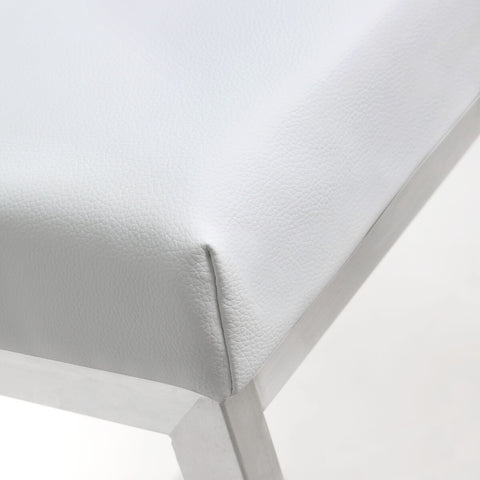 Helsinki White Performance Vegan Leather and Stainless Steel Barstool - Set of 2 Model: TOV-K3643