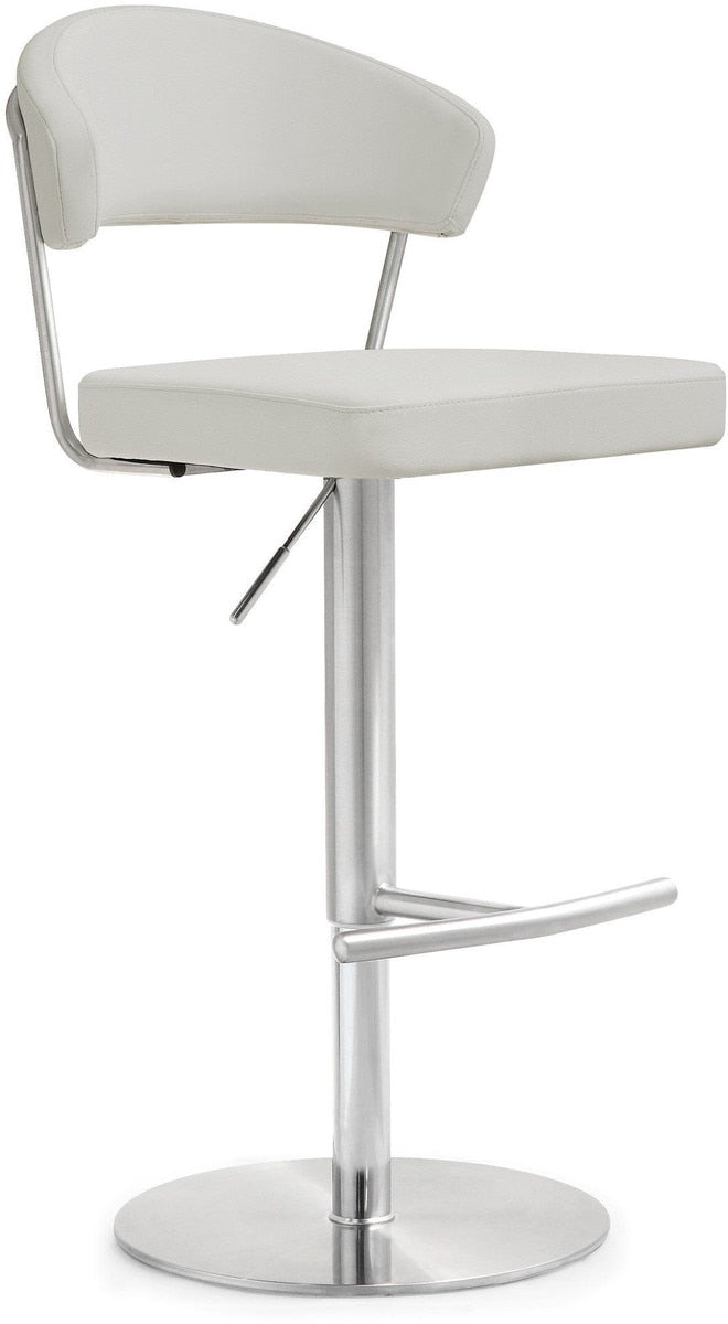 Cosmo Light Grey Performance Vegan Leather and Stainless Steel Barstool Model: TOV-K3645