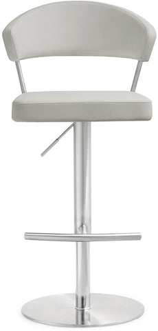 Cosmo Light Grey Performance Vegan Leather and Stainless Steel Barstool Model: TOV-K3645