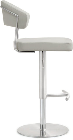 Cosmo Light Grey Performance Vegan Leather and Stainless Steel Barstool Model: TOV-K3645