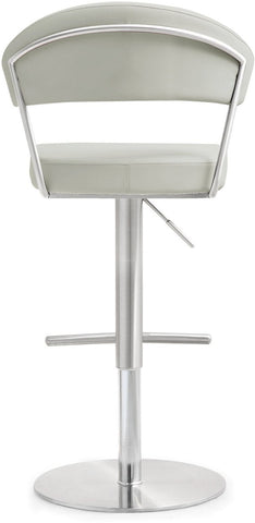 Cosmo Light Grey Performance Vegan Leather and Stainless Steel Barstool Model: TOV-K3645