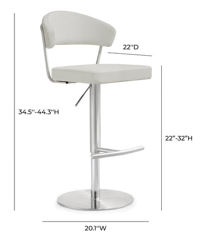 Cosmo Light Grey Performance Vegan Leather and Stainless Steel Barstool Model: TOV-K3645