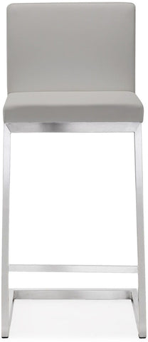 Parma Light Grey Performance Vegan Leather and Stainless Steel Counter Stool - Set of 2 Model: TOV-K3650