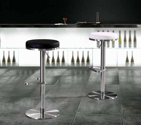 Fano Light Grey Performance Vegan Leather and Stainless Steel Barstool Model: TOV-K3653
