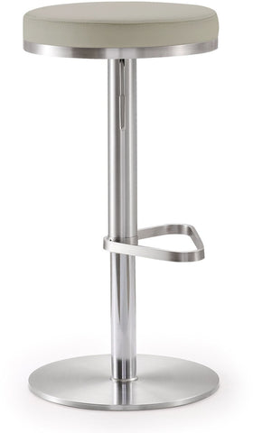 Fano Light Grey Performance Vegan Leather and Stainless Steel Barstool Model: TOV-K3653