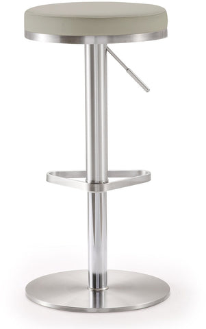 Fano Light Grey Performance Vegan Leather and Stainless Steel Barstool Model: TOV-K3653