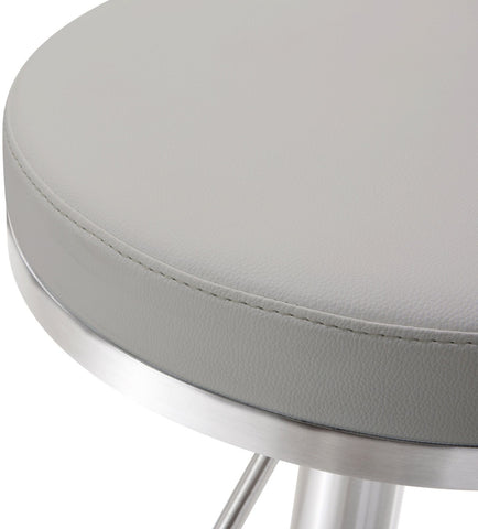 Fano Light Grey Performance Vegan Leather and Stainless Steel Barstool Model: TOV-K3653