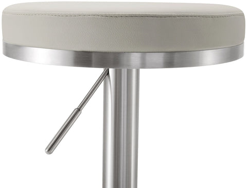 Fano Light Grey Performance Vegan Leather and Stainless Steel Barstool Model: TOV-K3653