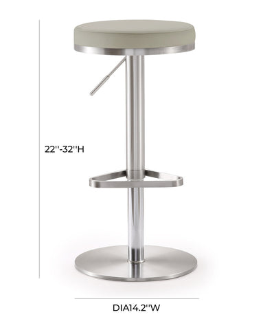 Fano Light Grey Performance Vegan Leather and Stainless Steel Barstool Model: TOV-K3653
