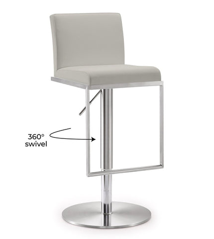 Amalfi Light Grey Performance Vegan Leather Stool Model: TOV-K3654