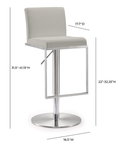 Amalfi Light Grey Performance Vegan Leather Stool Model: TOV-K3654