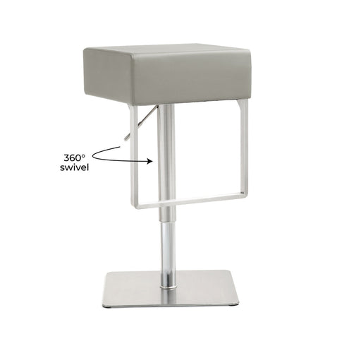 Seville Light Grey Performance Vegan Leather Adjustable Barstool Model: TOV-K3659