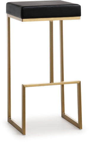 Ferrara Black Performance Vegan Leather and Gold Steel Barstool - Set of 2 Model: TOV-K3663
