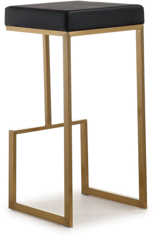Ferrara Black Performance Vegan Leather and Gold Steel Barstool - Set of 2 Model: TOV-K3663