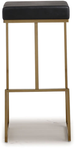 Ferrara Black Performance Vegan Leather and Gold Steel Barstool - Set of 2 Model: TOV-K3663
