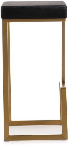 Ferrara Black Performance Vegan Leather and Gold Steel Barstool - Set of 2 Model: TOV-K3663