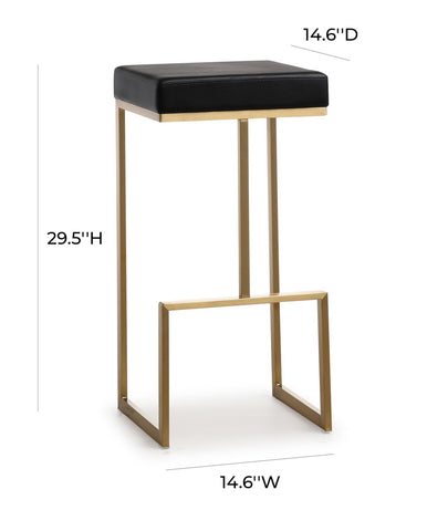 Ferrara Black Performance Vegan Leather and Gold Steel Barstool - Set of 2 Model: TOV-K3663