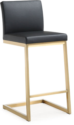 Parma Black Performance Vegan Leather and Gold Steel Counter Stool - Set of 2 Model: TOV-K3665