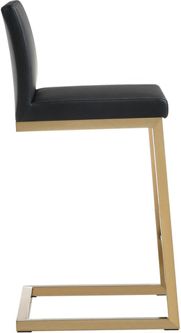 Parma Black Performance Vegan Leather and Gold Steel Counter Stool - Set of 2 Model: TOV-K3665